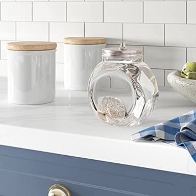 Glass Cookie Jars for Kitchen Counter (3 Pack) 75oz Food Storage Canisters with Airtight Lids + Marker & Labels, Coin & Penny Jar for Candy Buffet, Coffee, Laundry Detergent Holder - Image 4