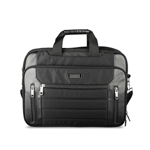 Kenneth Cole Reaction Keystone 1680d Polyester Dual Compartment 17" Laptop Business Portfolio, Black - Image 1