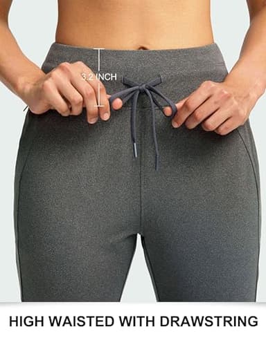 Soothfeel Women's Fleece Lined Joggers Water Resistant High Waisted Sweatpants Winter Warm Thermal Running Hiking Pant Pocket （Charcoal L） - Image 5