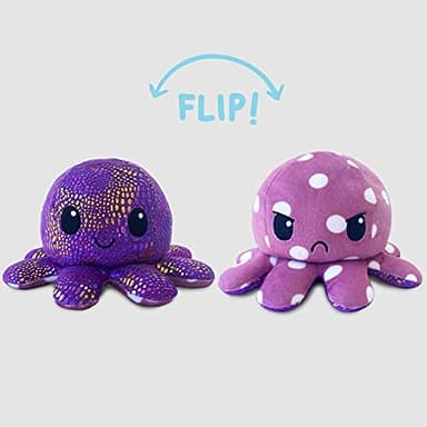 TeeTurtle - The Original Reversible Octopus Plushie - Purple Polka Dot + Shimmer - Cute Sensory Fidget Stuffed Animals That Show Your Mood - Image 2