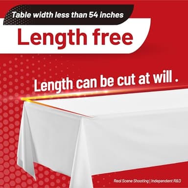 Plastic Table Cloth, 310 Ft X 54 in Disposable Tablecloth White Plastic Tablecloth with Any Cut Sliding Cutters Premium Table Cover Roll for Picnics, Parties, Birthdays, Weddings - Image 7