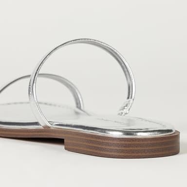 The Drop Women's Paris Square Toe Two Strap Flat Sandal, Silver, 6.5 - Image 3