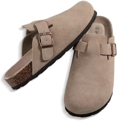 KIDMI Genuine Suede Clogs for Women Cork Footbed Sandals Leather Mules Potato Shoes with Arch Support - Image 7