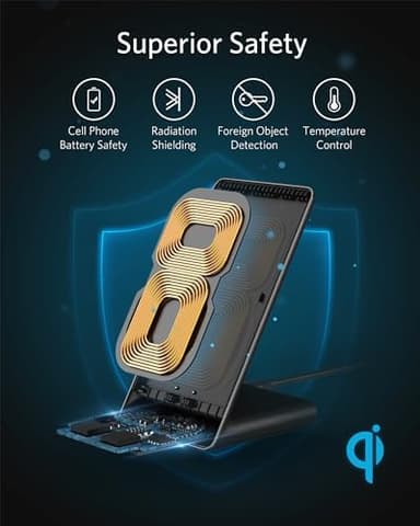 Anker 313 Wireless Charger (Stand), Qi-Certified for iPhone 17/17/17 Pro/17 Pro Max/15/14/13, 10W Fast-Charging Galaxy S23 S22 S21(No AC Adapter - Image 6