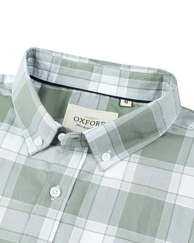 Alimens & Gentle Mens Short Sleeve Oxford Shirt Regular Fit Button Down Collar Shirts with Pocket - Image 2