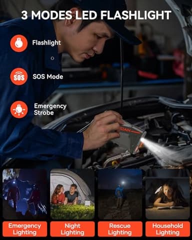 Car Battery Jump Starter, NUSICAN 2000A Portable Car Jump Starter Battery Pack (up to 7.5L Gas/5.5L Diesel Engine) 12V Jump Box for Car Battery with Safety Jumper Clamps, LED Lights, Compact - Image 5