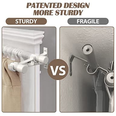 YeYeBest Double Curtain Rods 28 to 48 Inch, Metal Extendable Double Drapery Rod Set for Windows, White - Image 2