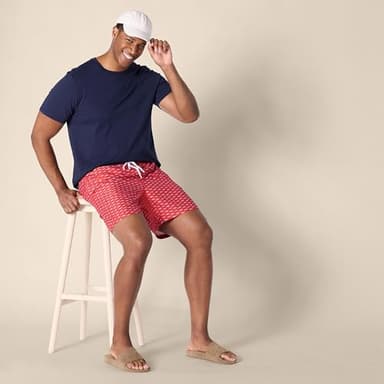 Amazon Essentials Men's 7" Swim Trunks with Mesh Lining, Pockets, Drawstring Closure, Lilac Red Crocodiles, X-Large - Image 7