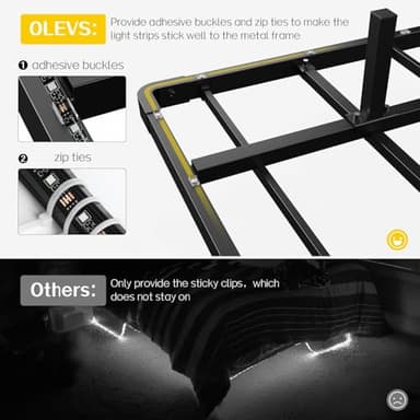 OLEVS Floating Bed Frame Full Size with Smart LED Lights and Charging Station - Modern Metal Platform Bed, Easy Assembly No Box Spring Needed - Image 6