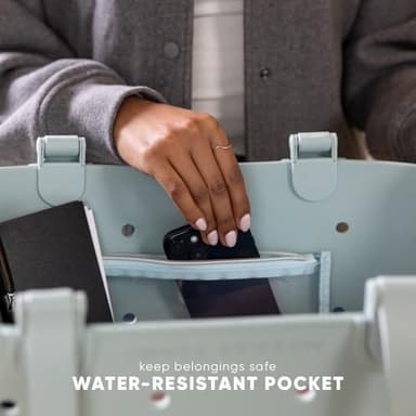 Simple Modern Extra-Large Beach Bag | Waterproof Getaway Rubber Tote with Zipper Pocket for Travel, Pool, Boat, Groceries, Sports | Almond Birch - Image 5