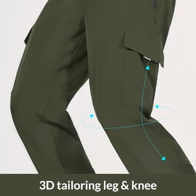 baleaf Men's Hiking Pants Cargo Quick Dry Water Resistant Elastic Waist Straight Leg Lightweight UPF50+ for Work Dark Army Green Size XL - Image 6
