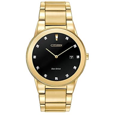Citizen Men's Eco-Drive Modern Axiom Diamond Watch in Gold-tone Stainless Steel, Black Dial (Model: AU1062-56G) - Image 1