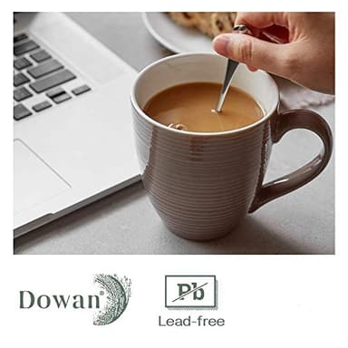 DOWAN Coffee Mugs, 17 Oz Coffee Mug Set of 6, Corrugated Tea Mugs (Brown) - Image 6