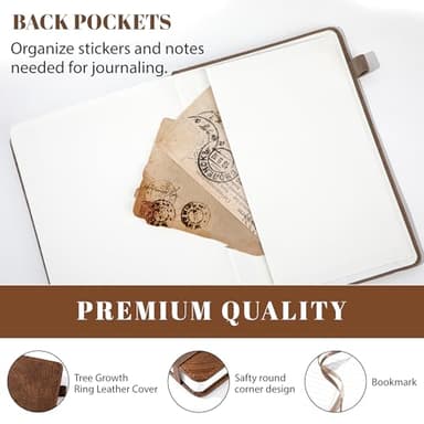 CAGIE Lined Journal for Men Women, Tree Growth Ring Leather Bound Journal Notebook, 256 Pages 100 GSM Journals for Writing, A5 Hardcover Journaling Notebooks for Work, Note Taking - Image 5
