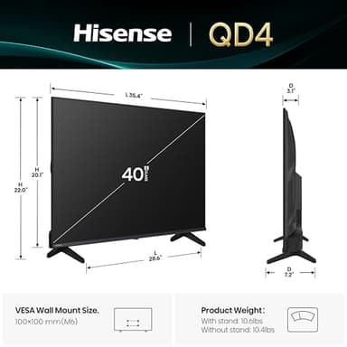 Hisense 40-Inch Class QD4 Series QLED FHD Smart Fire TV (40QD4QF, 2025 Model) - Quantum Dot Color, DTS Virtual: X, Alexa Built in, Slim Bezel Design - Image 3