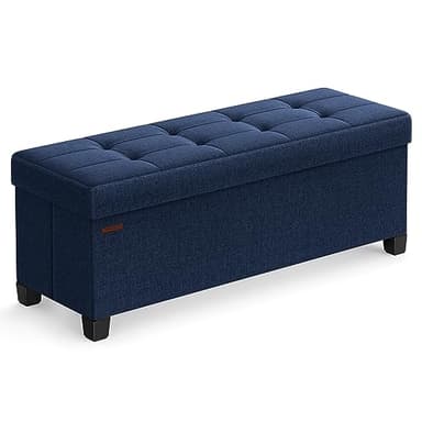 SONGMICS Storage Ottoman Bench, Foldable Foot Rest with Legs, 15 x 43 x 15.7 Inches, End of Bed Bench, Storage Chest, Load up to 660 lb, for Living Room, Bedroom, Entryway, Midnight Blue ULSF018I01 - Image 1