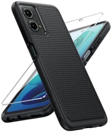 FNTCASE for Motorola Moto G-5G-2024 Case: Dual Layer Heavy Duty Cell Phone Protective Cover Shockproof Rugged with Non-Slip Textured - Military Drop Protection Bumper Tough Case (Black) - Image 1