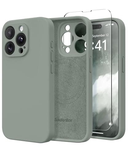 SuydanBox Magnetic for iPhone 13 Pro Case, Compatible with MagSafe, [Full Camera Protection][Screen Protector] Silicone Shockproof Protective Phone Case for iPhone 13 Pro 6.1", Calke Green - Image 1