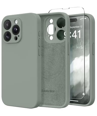 SuydanBox Magnetic for iPhone 13 Pro Case, Compatible with MagSafe, [Full Camera Protection][Screen Protector] Silicone Shockproof Protective Phone Case for iPhone 13 Pro 6.1", Calke Green - Image 1