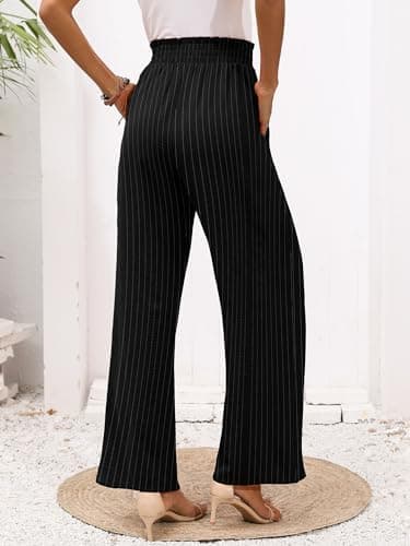 Heymoments Women's Wide Leg Lounge Pants with Pockets Lightweight High Waisted Adjustable Tie Knot Loose Trousers - Image 5