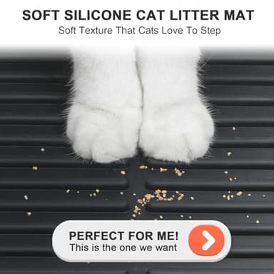 PetNova Extra Large Litter Mat: XL 40"x30" Silicone Waterproof Groove Design Litter Trapping Mat Easy to Clean for Multiple-Cats - Jumbo Non-Slip Cat Box Rug for Floor (Black) - Image 4