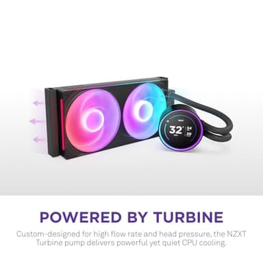 NZXT Kraken Elite 280 RGB 2024 - AIO CPU Liquid Cooler - 280mm Radiator - F280 RGB Core Fan - Customizable 2.72" IPS LCD - NZXT Turbine Pump - AMD® AM5, AM4 - Intel® LGA 1851/1700, 1200/115X - Black - Image 2