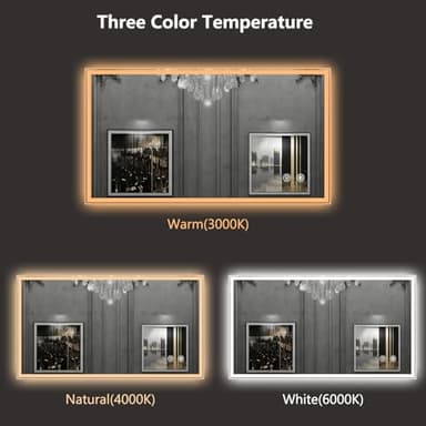 40 X24 LED Bathroom Mirror, Dual Backlit & Front Lit Anti-Fog, Dimmable, Dimmable led Mirror for Bathroom, Bathroom Mirror with Lights Wall-Mounted Vanity Mirror - Image 6