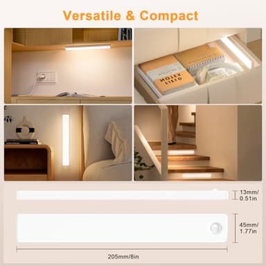 Under Cabinet Lighting, Motion Sensor Light Indoor, USB Rechargeable Battery Operated with Magnetic Closet, Kitchen, Counter, Motion-Activated Auto Shut-Off, Eye-Care Gradual Brightness (2-Pack) - Image 6