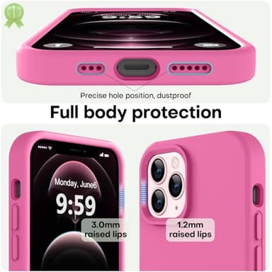 LOVE 3000 Compatible with iPhone 12 Pro Max Phone Case | Thickening 2.1 MM Liquid Silicone | Anti-Scratch Microfiber Lining | Full-Body Duty Heavy Protection Case for Men, Pitaya - Image 3
