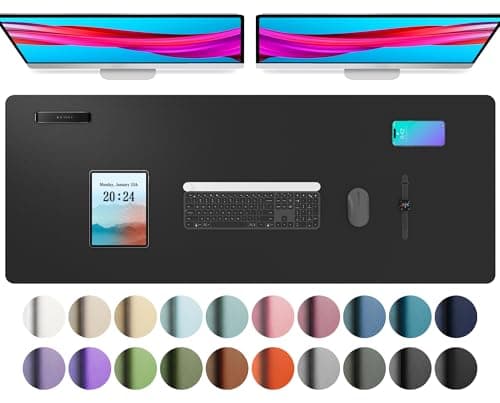 Aothia Leather Desk Pad Protector, Mouse Pad, Office Desk Mat, Non-Slip PU Leather Desk Blotter, Laptop Desk Pad, Waterproof Desk Writing Pad for Office and Home (48"x17", Black) - Image 1