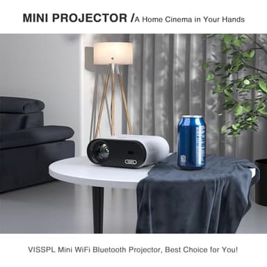 Mini Projector with WiFi and Bluetooth, VISSPL Full HD 1080P Projector, Portable Outdoor Projector with Tripod, Home Theater Movie Phone Projector Compatible with Android/iOS/Windows/TV Stick/HDMI/USB - Image 5