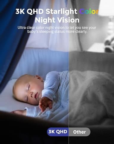 Hugolog 3K 5MP Indoor Pan/Tilt Security Camera with Auto-Focus(2pcs),Ideal for Baby Monitor/Pet Camera/Home Security,Starlight Color Night Vision,Human/Pet AI,Noise Reduction,US Cloud,Works with Alexa - Image 6