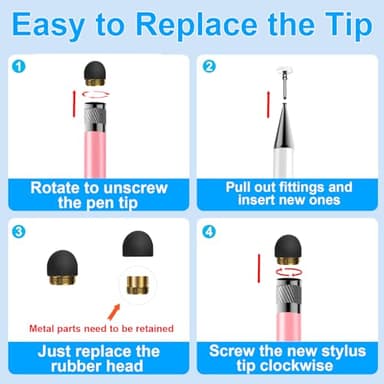 Bopomofo Stylus (5 Pcs),2-in-1 Stylus Pen for Touchscreen, High Precision and Sensitivity, Suitable for iPhone/ipad/Android Tablets, Compatible with All Touch Screens(Pink/Yellow/Green/Blue/Purple) - Image 6