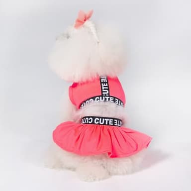 CuteBone Two Piece Dog Sports Dress Athleisure Puppy Fluorescent Red Skirt Lightweight Small Dogs Girl Clothes Cat Apparel SPS08XS - Image 3