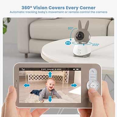 ieGeek 2K Split-Screen Baby Monitor, 5" Audio Baby Monitor with 2 Cameras, WiFi Smartphone Video Dual Camera, Night Vision, Motion & Cry Detection, Two Way Talk Temper &Humidity Sensor - Image 5
