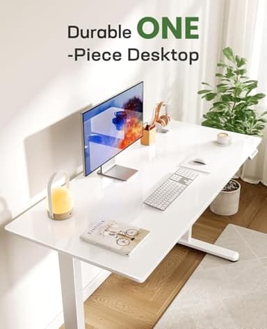 Marsail Glass Standing Desk with Drawer 37 x 22 Inches Stand up Desk Standing Desk Adjustable Height with One-Piece Tempered Glass Top, Ergonomic Home Office Desk with 4 Preset Heights White - Image 8