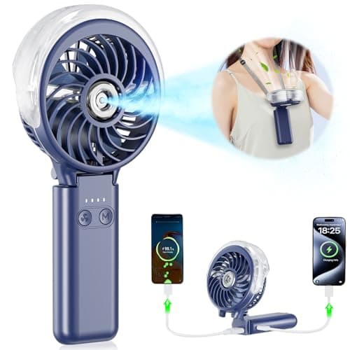 HandFan 5200mAh Upgraded Handheld Misting Fan, Portable Mister Fan Rechargeable, Spray Water Mist Fans, Electric Hand Cooling Ice Fans for Summer Beach Travel Concerts, Gifts for Women(Royal Blue) - Image 1