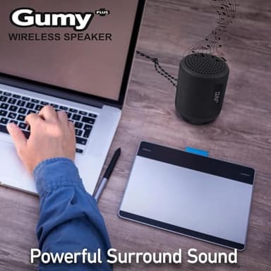JVC Gumy Portable Bluetooth 5.3 Speaker – Indoor/Outdoor Wireless – Waterproof for Travel & Home – 16HR Playtime – USB-C, Aux Input, Compact & Easy to Carry, Mic for Calls, Voice Assist, Carry Strap - Image 6