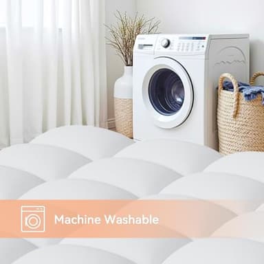 Topllen Full Mattress Topper for Back Pain Relief, Extra Thick Pillow Top Plush Mattress Pad with Deep Pocket, Soft Pillowtop Full Size Bed Toppers Filled Fluffy Down Alternative, White - Image 6