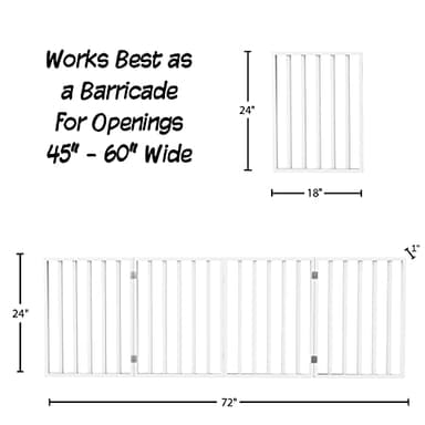 Pet Gate - 4-Panel Indoor Foldable Dog Fence for Stairs, Hallways or Doorways - 72x24-Inch Retractable Wood Freestanding Dog Gates by PETMAKER (White) - Image 3