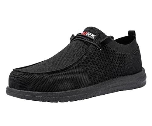 LARNMERN Slip On Steel Toe Shoes Men Lightweight Comfortable Walking Sneakers Safety Work Steel Toe Loafers(13 Men, Black) - Image 1