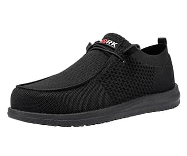 LARNMERN Slip On Steel Toe Shoes Men Lightweight Comfortable Walking Sneakers Safety Work Steel Toe Loafers(13 Men, Black) - Image 1