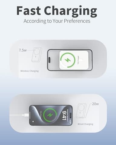 Magnetic Power Bank,5000mAh Battery Pack with USB-C Cable,Wireless Portable Charger with Foldable Stand,22.5W PD Fast Charging for iPhone16/15/14/13/12/Pro/Mini/Pro Max (White) - Image 5