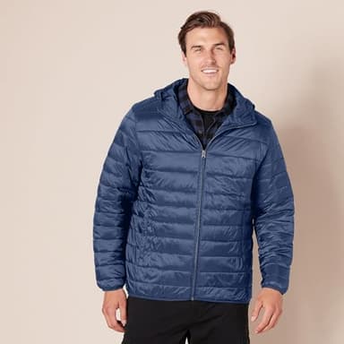 Amazon Essentials Men's Lightweight Water-Resistant Packable Hooded Puffer Jacket, Navy, Large - Image 6