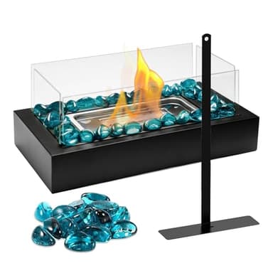 Tabletop Fire Pit Indoor Outdoor - Table Top Firepit Decor with Fire Glass Mini Small Fireplace Portable Smores Maker Decorations for Home Patio Balcony Wedding Housewarming Mothers Day Birthday Gifts - Image 1