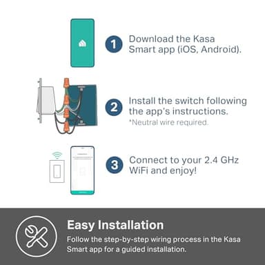 Kasa Smart Light Switch HS200-BL, Single Pole,Neutral Wire Required, 2.4GHz Wi-Fi Light Switch Compatible with Alexa and Google Home, UL Certified, No Hub Required, Black - Image 7