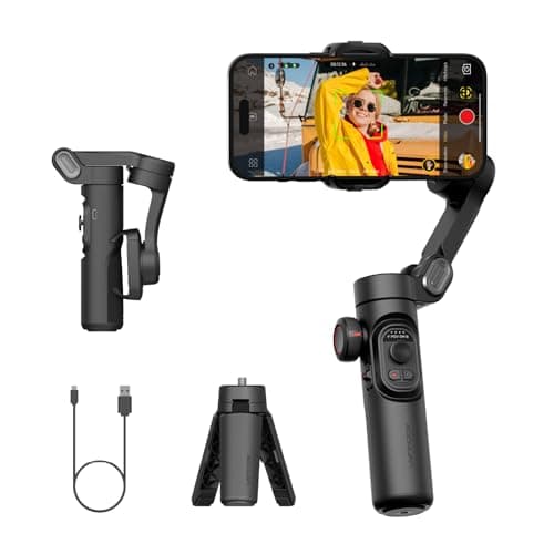AOCHUAN Gimbal Stabilizer for Smartphone, iPhone Gimbal w/Focus Wheel Face/Object Tracking for iPhone 16 15 Pro Max/Android Foldable 3-Axis Handheld Phone Stabilizer for Video Recording -Smart XE - Image 1