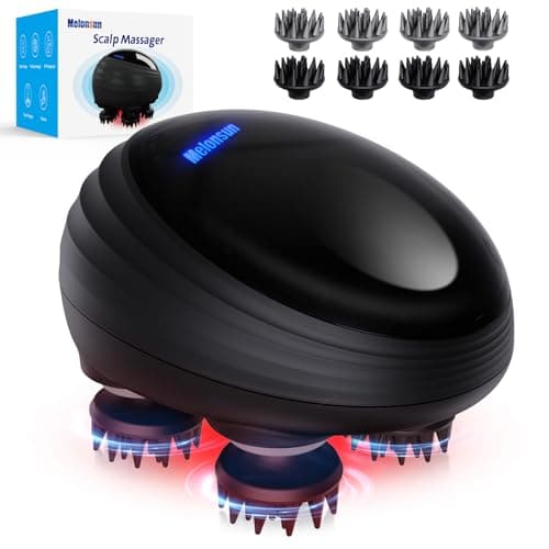 Electric Head Scalp Massager - Rechargeable IPX7 Waterproof Scalp Massager w/ 3 Speed Modes, 2 Sets 8 Detachable Claws, 360° Kneading for Stress Relax, Deep Clean & Hair Growth - Ideal Gifts (Black) - Image 1
