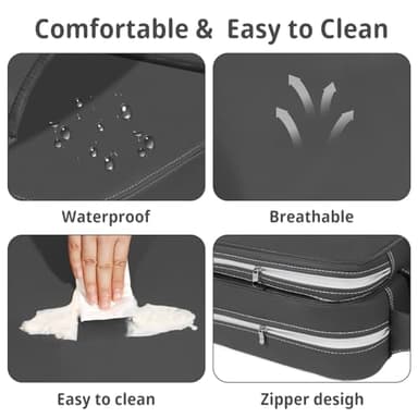 YONTINY Toddler Booster Seat for Kitchen Chair, 2-in-1 Dining Table Booster Seat with Backrest & Adjustable Straps – Easy-Clean, PU Portable Toddler Eating Travel Increasing Cushion - Dark Grey - Image 5