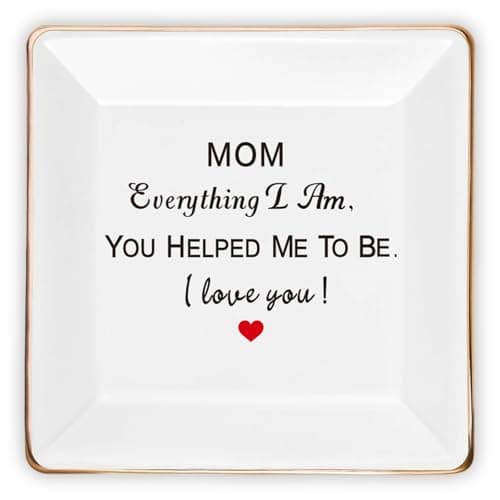 Mothers Day Mom Gifts from Daughter Son,Jewelry Tray Ceramic Ring Dish Decorative Presents for Mother,Personalized Birthday Gifts for Mama Wife from Husband Kids,Unique Present for Mom Wife Women Her - Image 1